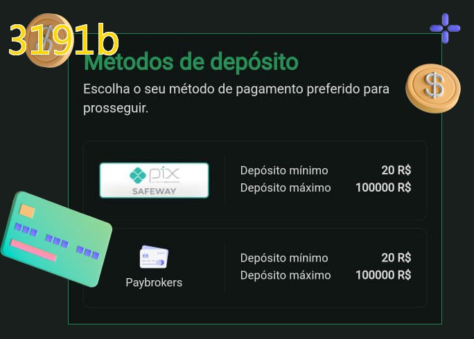 O cassino 3191bbet oferece uma grande variedade de métodos de pagamento